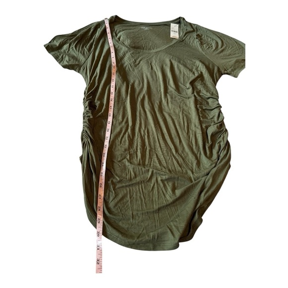 Lane Bryant Olive Military Green Fitted Side Ruched Tee Scoop Neck Size 18/20 - Picture 11 of 16